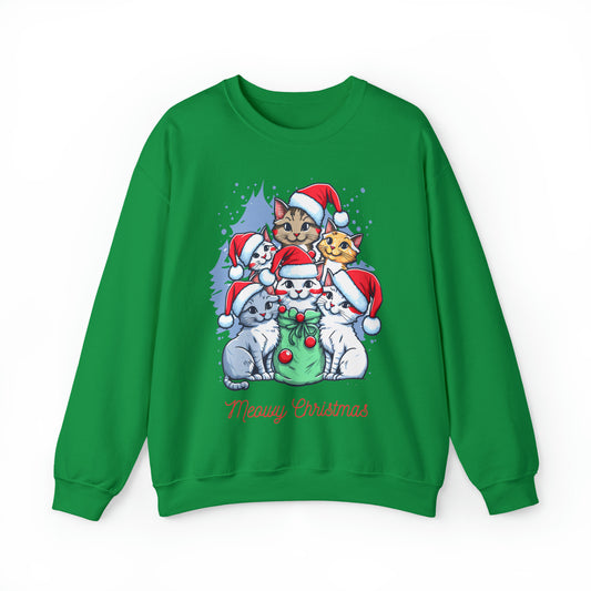 Cats Christmas Sweatshirt, Meowy Christmas Shirt, Cat Lovers Xmas Sweater, Christmas Cat Owner Sweatshirt, Christmas Gifts, Cat Sweater