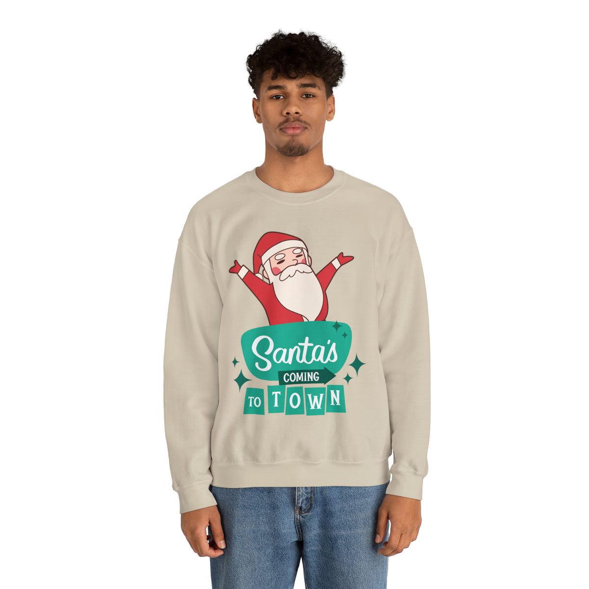 Santas Coming To Town Sweater, Christmas Sweatshirt, Christmas Sweater, Christmas Party Outfit, Holiday Gifts, Funny Christmas Sweater, Ugly Christmas Sweater, Holiday Sweatshirt, Cozy Sweater