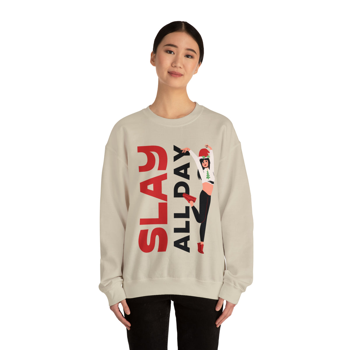 Slay All Day Sweatshirt, Sleigh All Day Sweater, Trendy Sweater For Christmas, Christmas Gifts For Her, Retro Crewneck, Cute Holiday Sweater