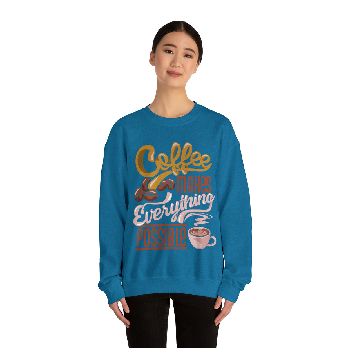 Coffee Makes Everything Possible Sweatshirt, Coffee sweater, Cute Coffee lovers Sweatshirt, Trendy sweater, Sweatshirts, Cute Sweatshirt, Oversized Fit, Cozy Sweaters