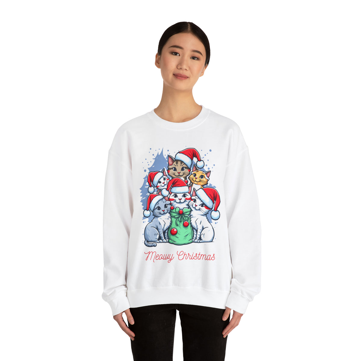 Cats Christmas Sweatshirt, Meowy Christmas Shirt, Cat Lovers Xmas Sweater, Christmas Cat Owner Sweatshirt, Christmas Gifts, Cat Sweater