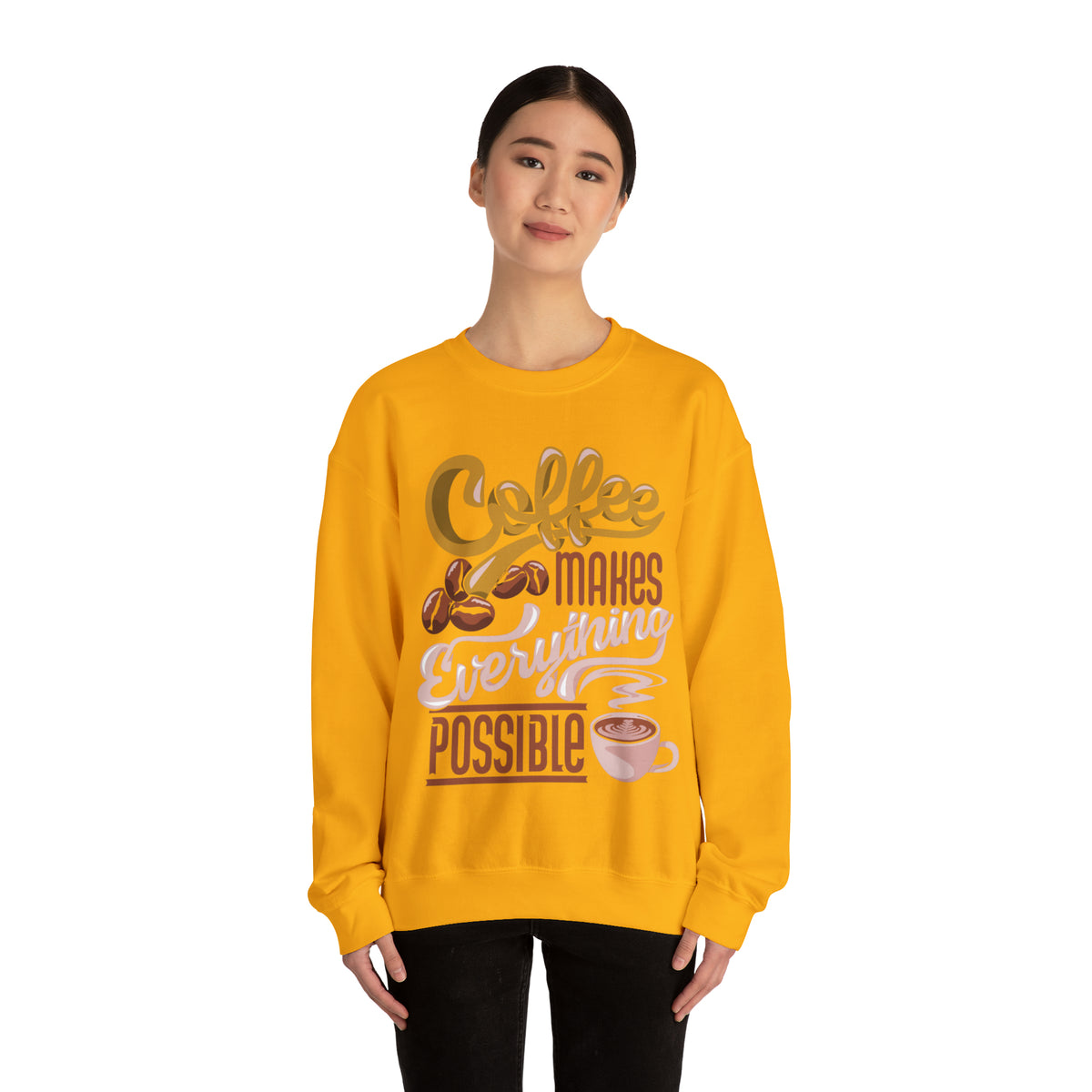 Coffee Makes Everything Possible Sweatshirt, Coffee sweater, Cute Coffee lovers Sweatshirt, Trendy sweater, Sweatshirts, Cute Sweatshirt, Oversized Fit, Cozy Sweaters