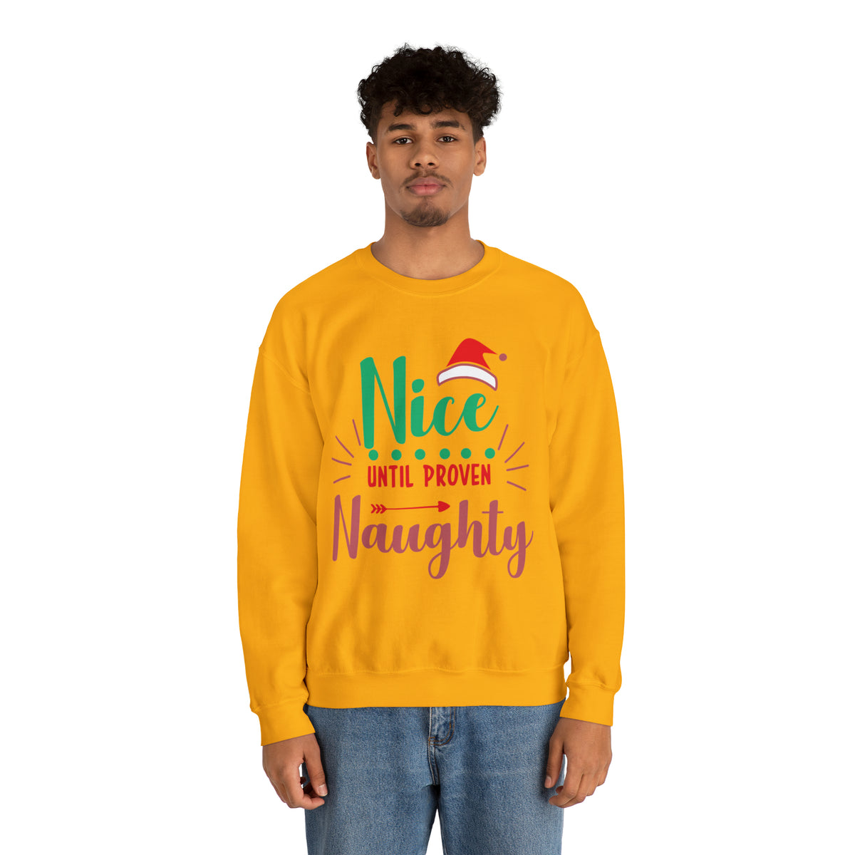 Nice Until Proven Naughty Christmas Sweatshirt, Christmas Sweater, Christmas Party Outfit, Holiday Gifts, Funny Christmas Sweater, Ugly Sweater, Holiday Sweatshirt