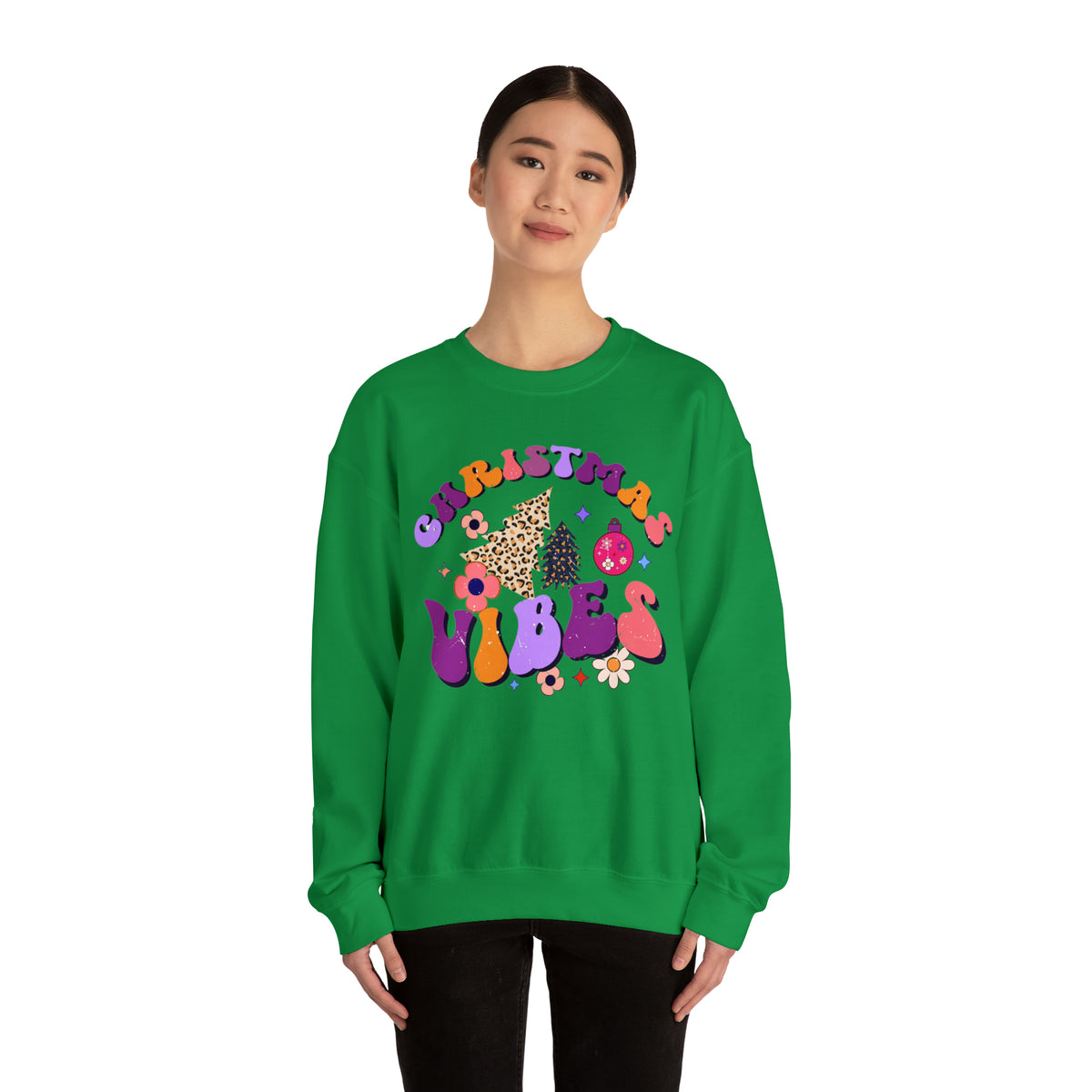 Christmas Vibes Sweatshirt, Sweatshirts for Moms, Christmas Sweater, Inspirational Sweater, Mental Health Sweater, Cozy Sweater, Hippie Sweater, Holiday Sweater