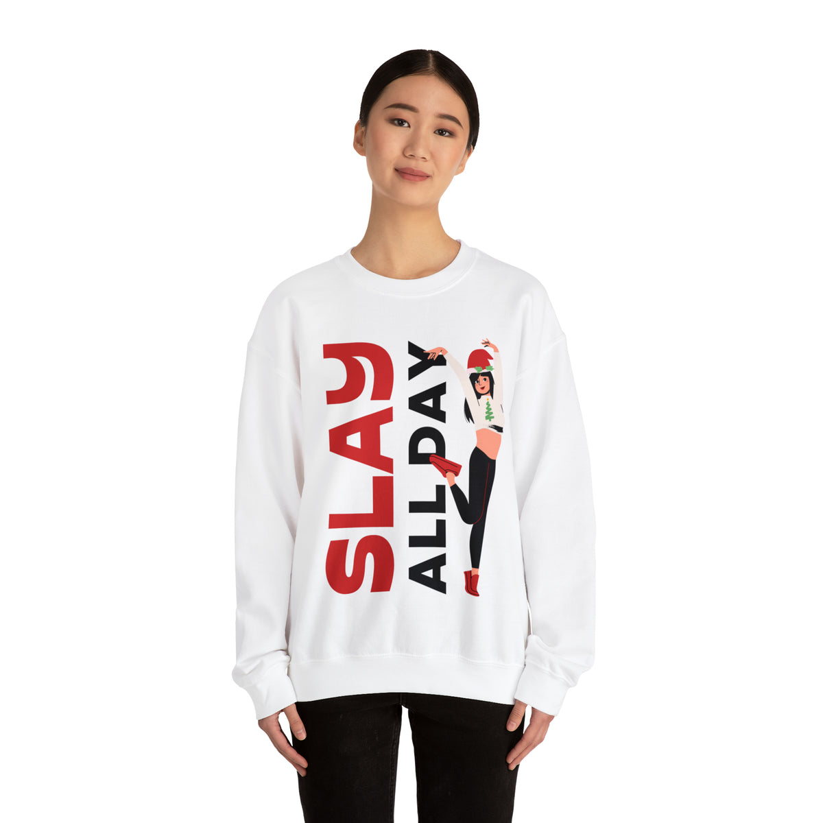 Slay All Day Sweatshirt, Sleigh All Day Sweater, Trendy Sweater For Christmas, Christmas Gifts For Her, Retro Crewneck, Cute Holiday Sweater