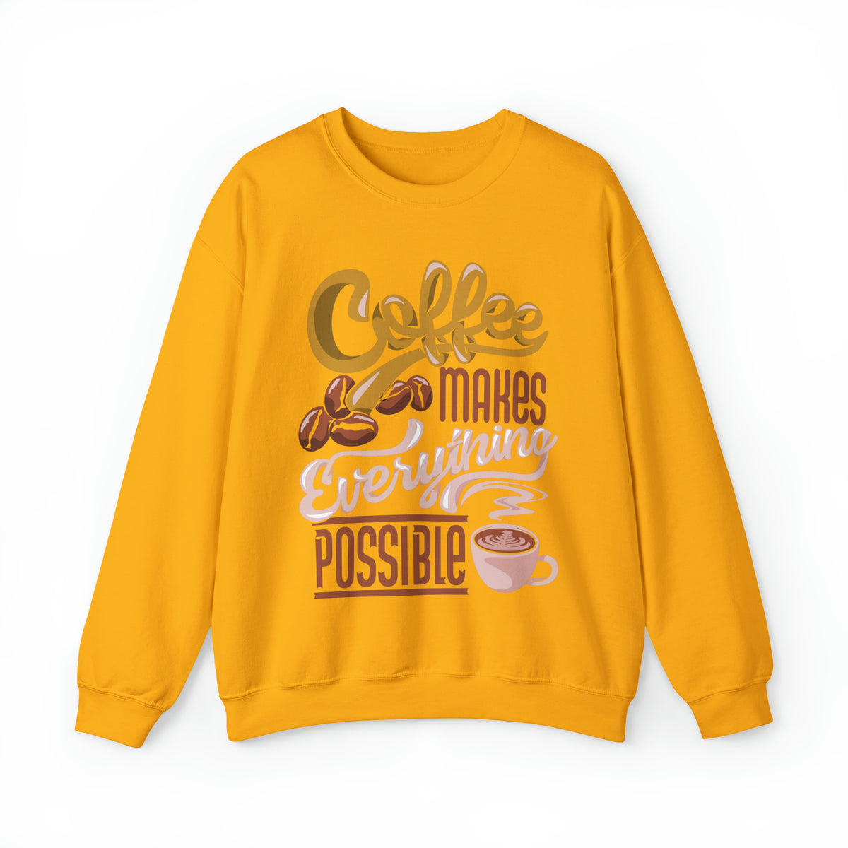 Coffee Makes Everything Possible Sweatshirt, Coffee sweater, Cute Coffee lovers Sweatshirt, Trendy sweater, Sweatshirts, Cute Sweatshirt, Oversized Fit, Cozy Sweaters