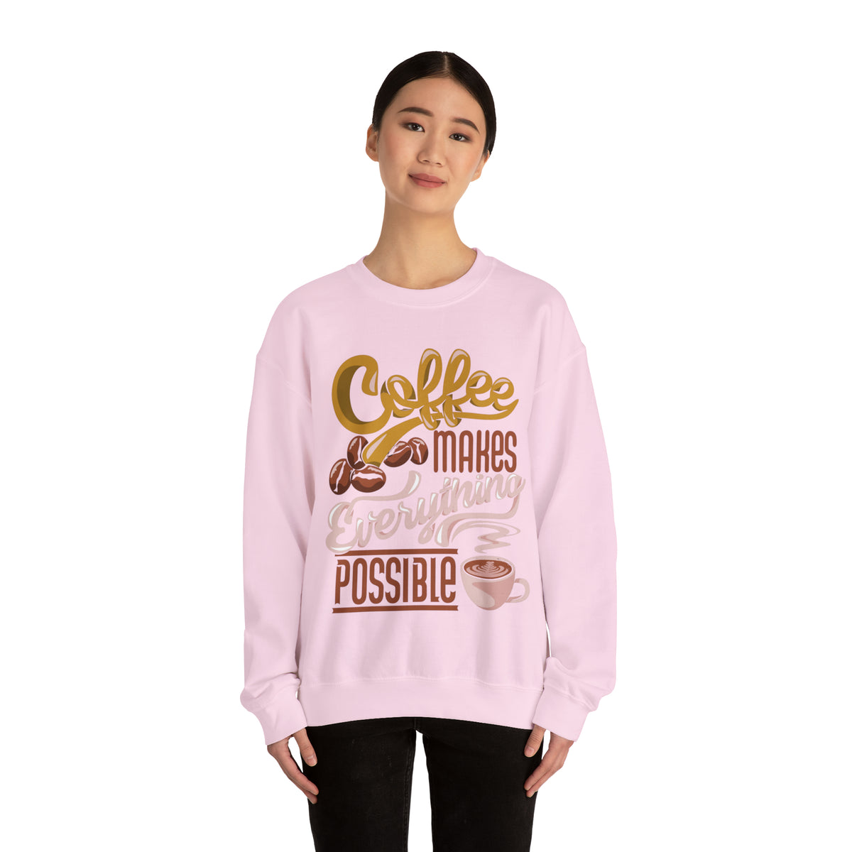 Coffee Makes Everything Possible Sweatshirt, Coffee sweater, Cute Coffee lovers Sweatshirt, Trendy sweater, Sweatshirts, Cute Sweatshirt, Oversized Fit, Cozy Sweaters